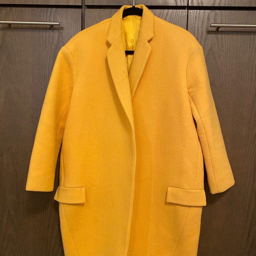Mustard Yellow Wool Crombie Coat Celine